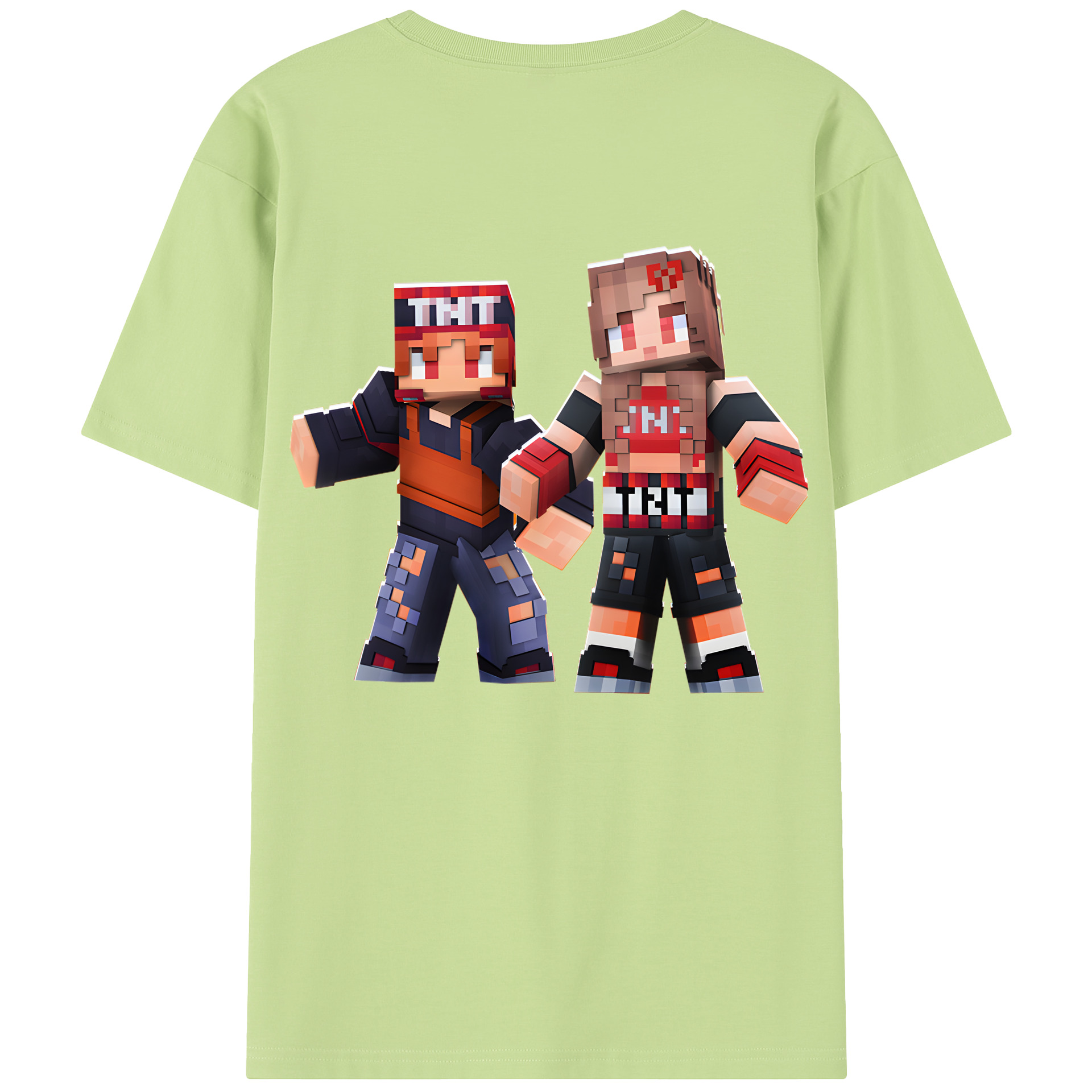 （画像用） マインクラフト ブロックの世界 Minecraft MC Block world 綿100％半袖Tシャツ（背面プリント）